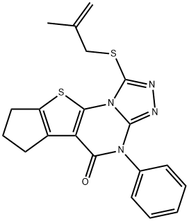 1-[(2-methyl-2-propenyl)sulfanyl]-4-phenyl-7,8-dihydro-6H-cyclopenta[4,5]thieno[3,2-e][1,2,4]triazolo[4,3-a]pyrimidin-5(4H)-one 구조식 이미지