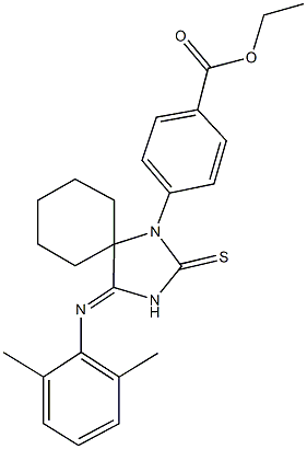 ethyl 4-{4-[(2,6-dimethylphenyl)imino]-2-thioxo-1,3-diazaspiro[4.5]dec-1-yl}benzoate 구조식 이미지