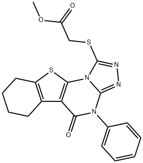 methyl [(5-oxo-4-phenyl-4,5,6,7,8,9-hexahydro[1]benzothieno[3,2-e][1,2,4]triazolo[4,3-a]pyrimidin-1-yl)sulfanyl]acetate 구조식 이미지