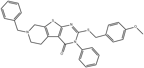 7-benzyl-2-[(4-methoxybenzyl)sulfanyl]-3-phenyl-5,6,7,8-tetrahydropyrido[4',3':4,5]thieno[2,3-d]pyrimidin-4(3H)-one Structure
