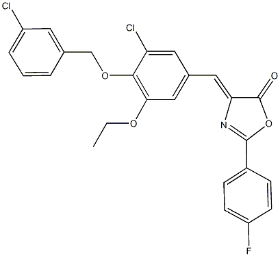 4-{3-chloro-4-[(3-chlorobenzyl)oxy]-5-ethoxybenzylidene}-2-(4-fluorophenyl)-1,3-oxazol-5(4H)-one Structure