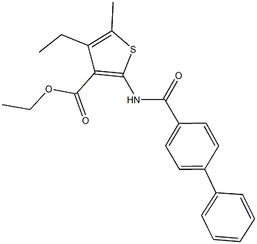 ethyl 2-[([1,1'-biphenyl]-4-ylcarbonyl)amino]-4-ethyl-5-methyl-3-thiophenecarboxylate Structure