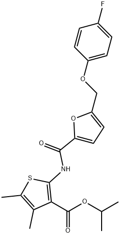 isopropyl 2-({5-[(4-fluorophenoxy)methyl]-2-furoyl}amino)-4,5-dimethyl-3-thiophenecarboxylate 구조식 이미지