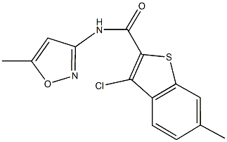 3-chloro-6-methyl-N-(5-methyl-3-isoxazolyl)-1-benzothiophene-2-carboxamide 구조식 이미지