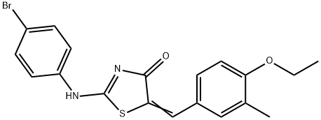 2-[(4-bromophenyl)imino]-5-(4-ethoxy-3-methylbenzylidene)-1,3-thiazolidin-4-one 구조식 이미지