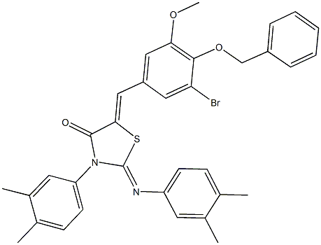 5-[4-(benzyloxy)-3-bromo-5-methoxybenzylidene]-3-(3,4-dimethylphenyl)-2-[(3,4-dimethylphenyl)imino]-1,3-thiazolidin-4-one Structure