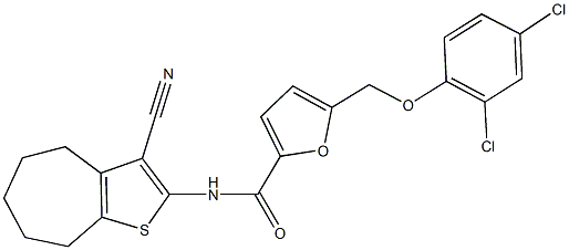 N-(3-cyano-5,6,7,8-tetrahydro-4H-cyclohepta[b]thiophen-2-yl)-5-[(2,4-dichlorophenoxy)methyl]-2-furamide 구조식 이미지