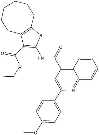 ethyl 2-({[2-(4-methoxyphenyl)-4-quinolinyl]carbonyl}amino)-4,5,6,7,8,9-hexahydrocycloocta[b]thiophene-3-carboxylate Structure