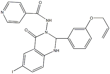 N-(2-[3-(allyloxy)phenyl]-6-iodo-4-oxo-1,4-dihydro-3(2H)-quinazolinyl)isonicotinamide 구조식 이미지