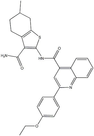 N-[3-(aminocarbonyl)-6-methyl-4,5,6,7-tetrahydro-1-benzothien-2-yl]-2-(4-ethoxyphenyl)-4-quinolinecarboxamide Structure