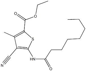 ethyl 4-cyano-3-methyl-5-(octanoylamino)-2-thiophenecarboxylate Structure