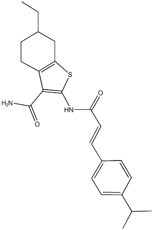 6-ethyl-2-{[3-(4-isopropylphenyl)acryloyl]amino}-4,5,6,7-tetrahydro-1-benzothiophene-3-carboxamide Structure
