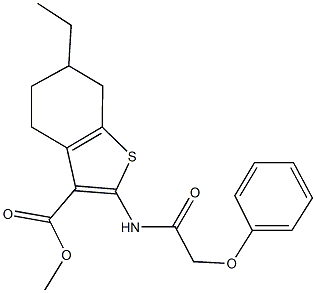 methyl 6-ethyl-2-[(phenoxyacetyl)amino]-4,5,6,7-tetrahydro-1-benzothiophene-3-carboxylate 구조식 이미지