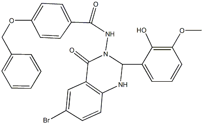 4-(benzyloxy)-N-(6-bromo-2-(2-hydroxy-3-methoxyphenyl)-4-oxo-1,4-dihydro-3(2H)-quinazolinyl)benzamide Structure