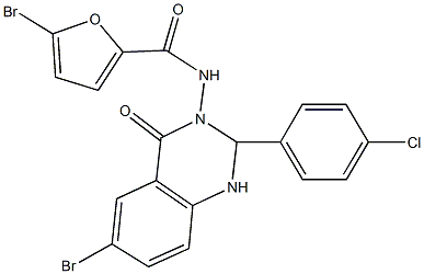 5-bromo-N-(6-bromo-2-(4-chlorophenyl)-4-oxo-1,4-dihydro-3(2H)-quinazolinyl)-2-furamide 구조식 이미지