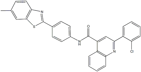 2-(2-chlorophenyl)-N-[4-(6-methyl-1,3-benzothiazol-2-yl)phenyl]-4-quinolinecarboxamide 구조식 이미지
