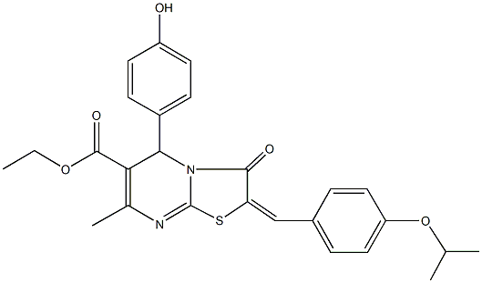 ethyl 5-(4-hydroxyphenyl)-2-(4-isopropoxybenzylidene)-7-methyl-3-oxo-2,3-dihydro-5H-[1,3]thiazolo[3,2-a]pyrimidine-6-carboxylate 구조식 이미지