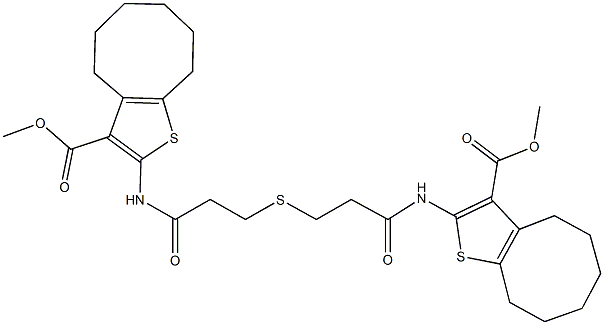 methyl 2-({3-[(3-{[3-(methoxycarbonyl)-4,5,6,7,8,9-hexahydrocycloocta[b]thien-2-yl]amino}-3-oxopropyl)sulfanyl]propanoyl}amino)-4,5,6,7,8,9-hexahydrocycloocta[b]thiophene-3-carboxylate Structure