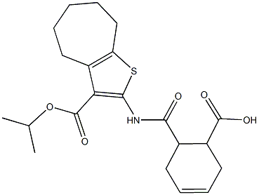 6-({[3-(isopropoxycarbonyl)-5,6,7,8-tetrahydro-4H-cyclohepta[b]thien-2-yl]amino}carbonyl)-3-cyclohexene-1-carboxylic acid 구조식 이미지