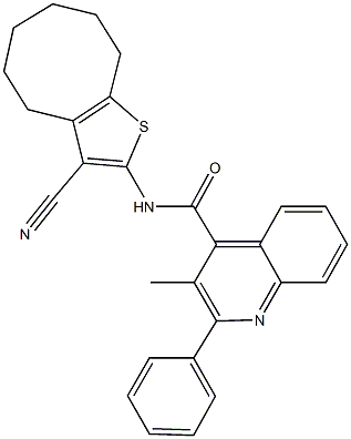 N-(3-cyano-4,5,6,7,8,9-hexahydrocycloocta[b]thiophen-2-yl)-3-methyl-2-phenyl-4-quinolinecarboxamide Structure