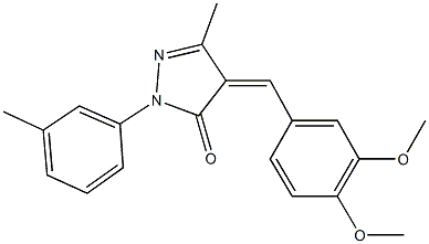 4-(3,4-dimethoxybenzylidene)-5-methyl-2-(3-methylphenyl)-2,4-dihydro-3H-pyrazol-3-one 구조식 이미지