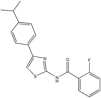 2-fluoro-N-[4-(4-isopropylphenyl)-1,3-thiazol-2-yl]benzamide 구조식 이미지