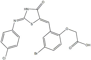 [4-bromo-2-({2-[(4-chlorophenyl)imino]-4-oxo-1,3-thiazolidin-5-ylidene}methyl)phenoxy]acetic acid Structure