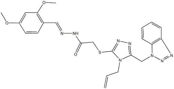 2-{[4-allyl-5-(1H-1,2,3-benzotriazol-1-ylmethyl)-4H-1,2,4-triazol-3-yl]sulfanyl}-N'-(2,4-dimethoxybenzylidene)acetohydrazide Structure