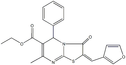 ethyl 2-(3-furylmethylene)-7-methyl-3-oxo-5-phenyl-2,3-dihydro-5H-[1,3]thiazolo[3,2-a]pyrimidine-6-carboxylate 구조식 이미지