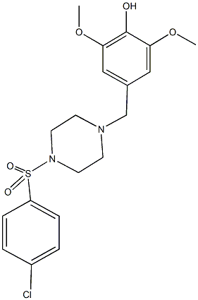 4-({4-[(4-chlorophenyl)sulfonyl]-1-piperazinyl}methyl)-2,6-dimethoxyphenol Structure