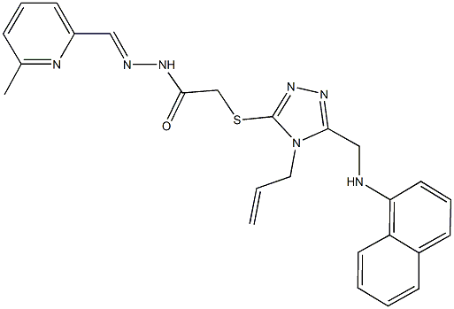 2-({4-allyl-5-[(1-naphthylamino)methyl]-4H-1,2,4-triazol-3-yl}sulfanyl)-N'-[(6-methyl-2-pyridinyl)methylene]acetohydrazide Structure