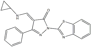 2-(1,3-benzothiazol-2-yl)-4-[(cyclopropylamino)methylene]-5-phenyl-2,4-dihydro-3H-pyrazol-3-one Structure