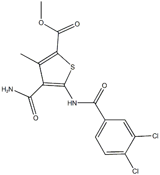 methyl 4-(aminocarbonyl)-5-[(3,4-dichlorobenzoyl)amino]-3-methyl-2-thiophenecarboxylate Structure