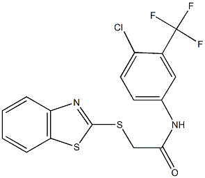 2-(1,3-benzothiazol-2-ylsulfanyl)-N-[4-chloro-3-(trifluoromethyl)phenyl]acetamide Structure