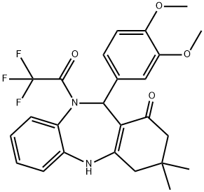 11-(3,4-dimethoxyphenyl)-3,3-dimethyl-10-(trifluoroacetyl)-2,3,4,5,10,11-hexahydro-1H-dibenzo[b,e][1,4]diazepin-1-one Structure