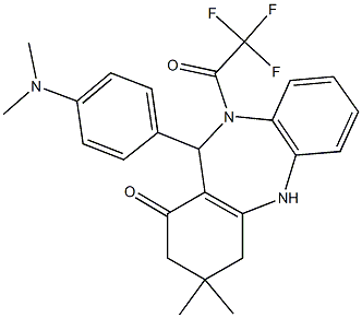 11-[4-(dimethylamino)phenyl]-3,3-dimethyl-10-(trifluoroacetyl)-2,3,4,5,10,11-hexahydro-1H-dibenzo[b,e][1,4]diazepin-1-one 구조식 이미지
