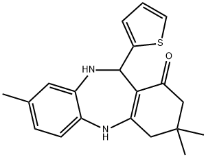 3,3,8-trimethyl-11-(2-thienyl)-2,3,4,5,10,11-hexahydro-1H-dibenzo[b,e][1,4]diazepin-1-one Structure