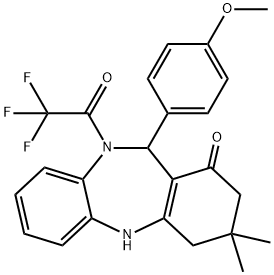 11-(4-methoxyphenyl)-3,3-dimethyl-10-(trifluoroacetyl)-2,3,4,5,10,11-hexahydro-1H-dibenzo[b,e][1,4]diazepin-1-one 구조식 이미지