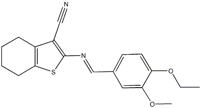 2-[(4-ethoxy-3-methoxybenzylidene)amino]-4,5,6,7-tetrahydro-1-benzothiophene-3-carbonitrile 구조식 이미지