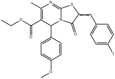 ethyl 2-(4-iodobenzylidene)-5-(4-methoxyphenyl)-7-methyl-3-oxo-2,3-dihydro-5H-[1,3]thiazolo[3,2-a]pyrimidine-6-carboxylate 구조식 이미지
