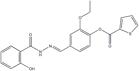 2-ethoxy-4-[2-(2-hydroxybenzoyl)carbohydrazonoyl]phenyl 2-thiophenecarboxylate Structure