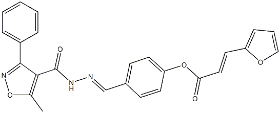 4-{2-[(5-methyl-3-phenyl-4-isoxazolyl)carbonyl]carbohydrazonoyl}phenyl 3-(2-furyl)acrylate 구조식 이미지