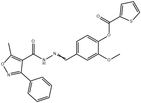 2-methoxy-4-{2-[(5-methyl-3-phenyl-4-isoxazolyl)carbonyl]carbohydrazonoyl}phenyl 2-thiophenecarboxylate Structure