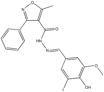 N'-(4-hydroxy-3-iodo-5-methoxybenzylidene)-5-methyl-3-phenyl-4-isoxazolecarbohydrazide 구조식 이미지