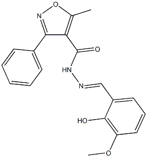 N'-(2-hydroxy-3-methoxybenzylidene)-5-methyl-3-phenyl-4-isoxazolecarbohydrazide 구조식 이미지