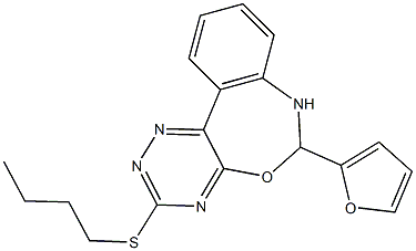 butyl 6-(2-furyl)-6,7-dihydro[1,2,4]triazino[5,6-d][3,1]benzoxazepin-3-yl sulfide Structure