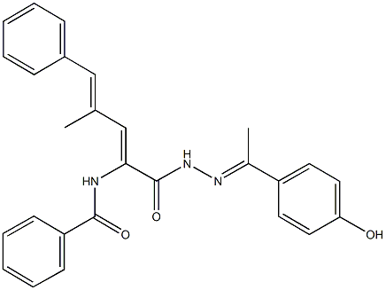 N-[1-({2-[1-(4-hydroxyphenyl)ethylidene]hydrazino}carbonyl)-3-methyl-4-phenyl-1,3-butadienyl]benzamide Structure