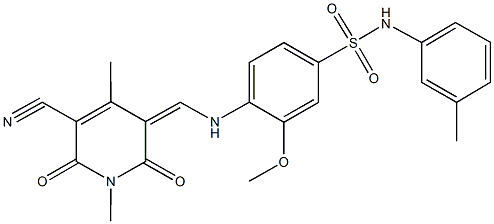 4-{[(5-cyano-1,4-dimethyl-2,6-dioxo-1,6-dihydro-3(2H)-pyridinylidene)methyl]amino}-3-methoxy-N-(3-methylphenyl)benzenesulfonamide Structure