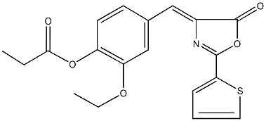 2-ethoxy-4-[(5-oxo-2-(2-thienyl)-1,3-oxazol-4(5H)-ylidene)methyl]phenyl propionate 구조식 이미지