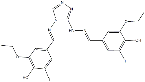 3-ethoxy-4-hydroxy-5-iodobenzaldehyde {4-[(3-ethoxy-4-hydroxy-5-iodobenzylidene)amino]-4H-1,2,4-triazol-3-yl}hydrazone 구조식 이미지